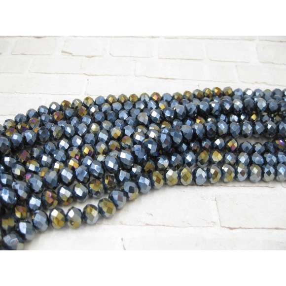 Hematite Crystal 8x6mm Rondelle Beads Full Strand Jewelry Making Supplies - Picture 2 of 3
